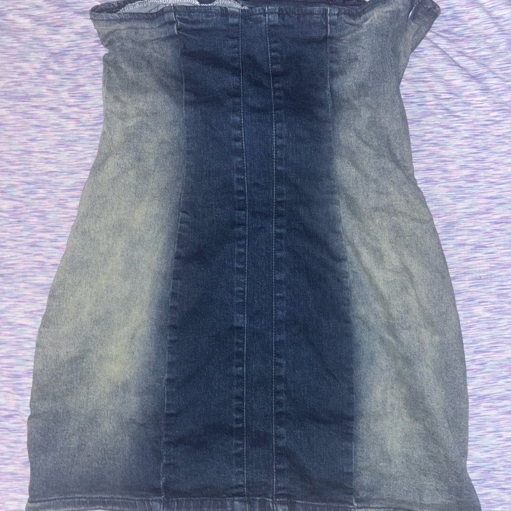 Prettylittlething Blue Strapless Bodycon Dress View 4